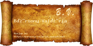 Bársony Valéria névjegykártya